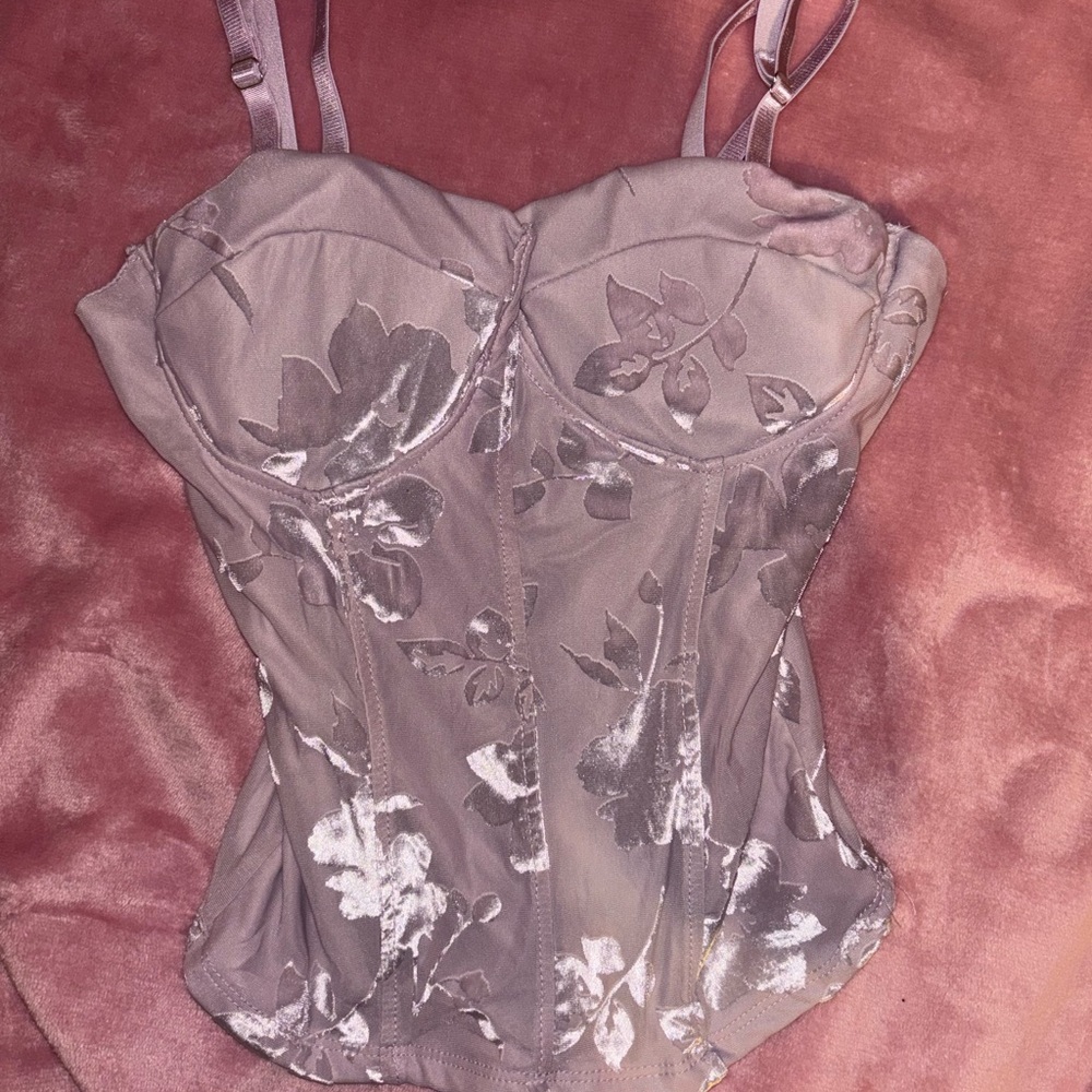 Madden Girl Floral Bustier Bodysuit - Mauve